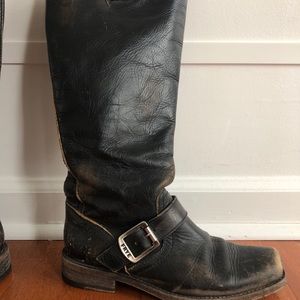 Frye Boots Black Stonewashed Engineer Sz 7B